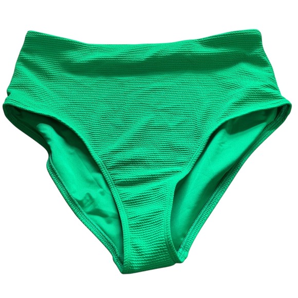 Old Navy High Waisted Bikini Bottoms Green Textured Swimsuit L - Picture 1 of 7